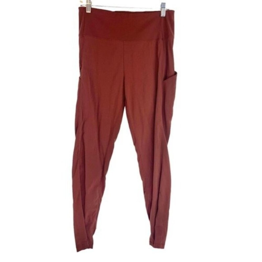 Athleta Trekkie Hybrid Crop Tights in Cognac Brown - Picture 2 of 6